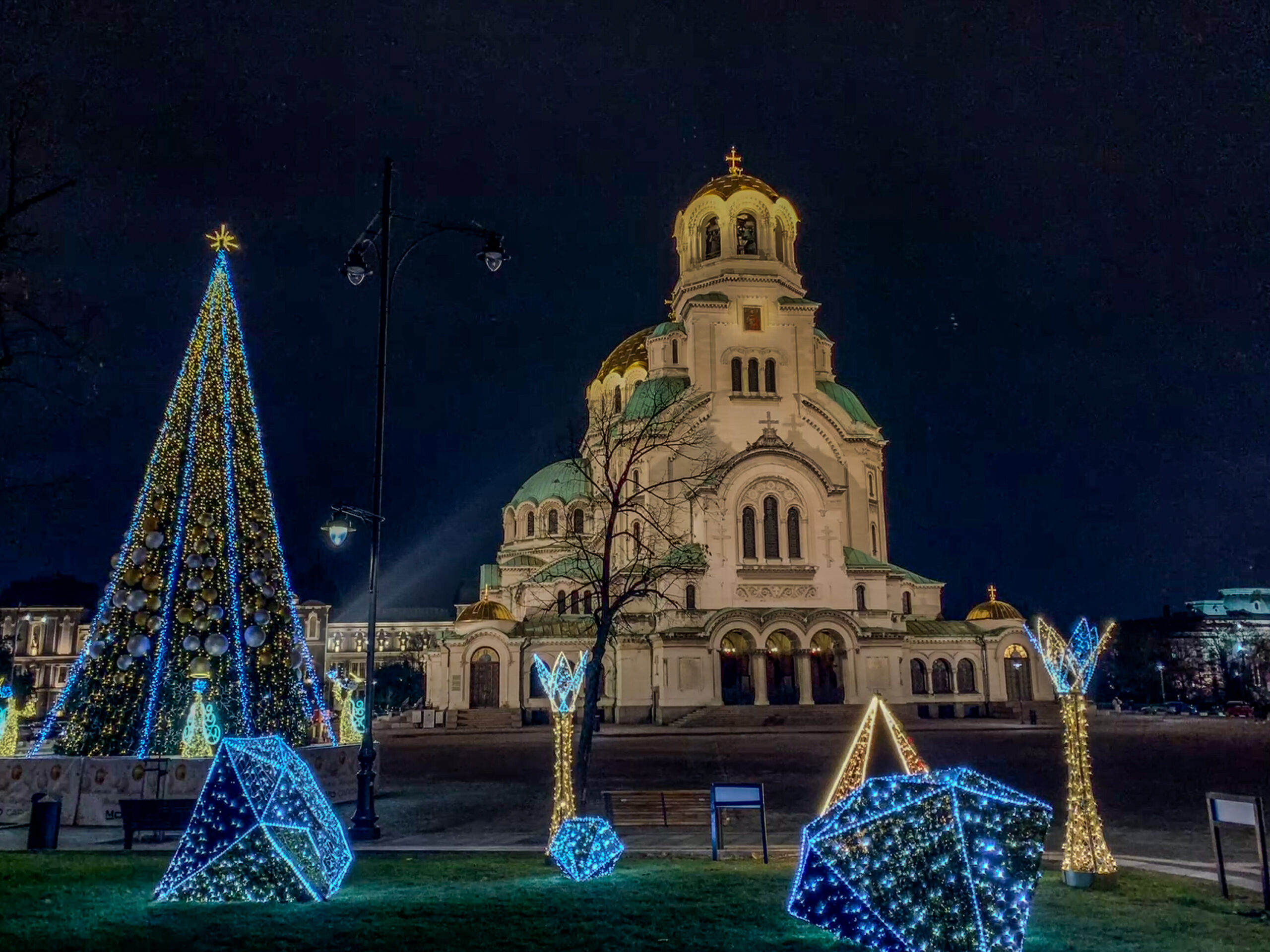 Christmas location near the Cathedral of St. Alexander Nevsky, Sofia, Bulgaria