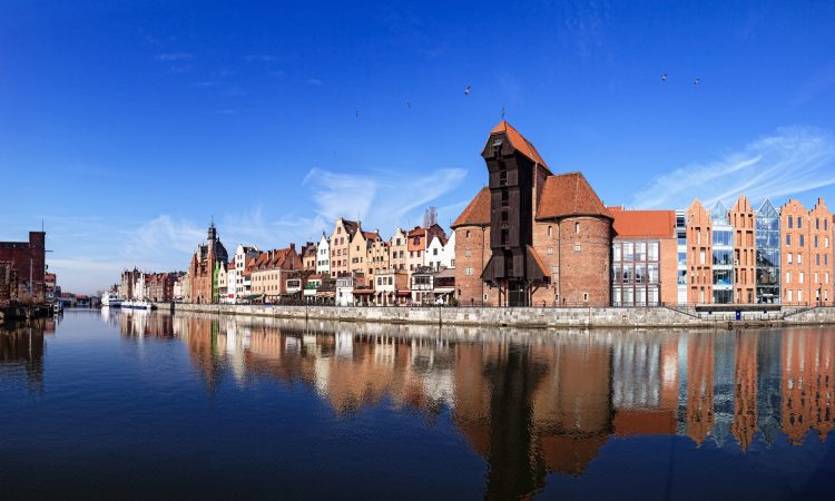 The riverside with the characteristic crane of Gdansk, Poland.
